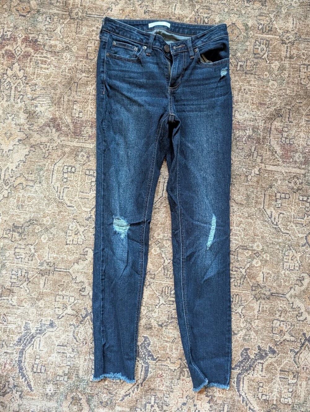 LC Lauren Conrad Dark Blue Skinny Ripped Jeans